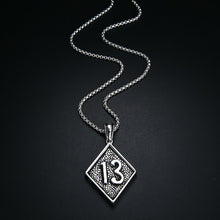 Load image into Gallery viewer, GUNGNEER Vintage Lucky Number 13 Pendant Necklace Ring Stainless Steel Punk Biker Jewelry Set