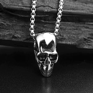 GUNGNEER Stainless Steel Motorcycle Biker Ring Skull Head Pendant Necklace Punk Men Jewelry Set