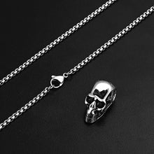 Load image into Gallery viewer, GUNGNEER Stainless Steel Motorcycle Biker Ring Skull Head Pendant Necklace Punk Men Jewelry Set