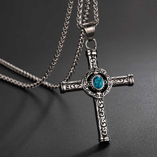 Load image into Gallery viewer, GUNGNEER Stainless Steel Knight Templar Crusade Cross Sword Necklace with Ring Jewelry Set