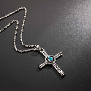 GUNGNEER Stainless Steel Knight Templar Crusade Cross Sword Necklace with Ring Jewelry Set