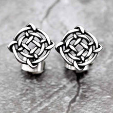 Load image into Gallery viewer, GUNGNEER Stainless Steel Celtic Irish Stud Earrings with Silvertone Ring Jewelry Accessories Set