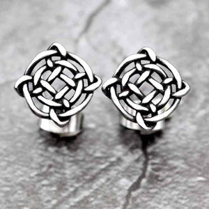 GUNGNEER Stainless Steel Celtic Irish Stud Earrings with Silvertone Ring Jewelry Accessories Set