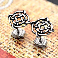 Load image into Gallery viewer, GUNGNEER Stainless Steel Celtic Irish Stud Earrings with Silvertone Ring Jewelry Accessories Set