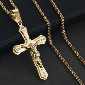 GUNGNEER Christ Cross Necklace Stainless Steel Christian Jewelry Accessory For Men Women