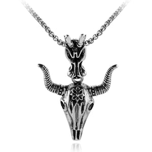 GUNGNEER Satan Ram Skull Pendant Necklace Satanic Devil Goat Jewelry Accessory For Men