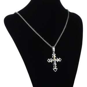 GUNGNEER Cross Necklace Christian Pendant Pray Jewelry Accessory Outfit For Men Women