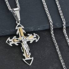 Load image into Gallery viewer, GUNGNEER Cross Necklace Christian Pendant Pray Jewelry Accessory Outfit For Men Women