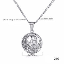 Load image into Gallery viewer, GUNGNEER Virgin Mary Round Stainless Steel Pendants Necklaces Chain Jewelry for Men Women