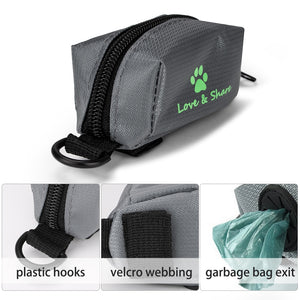 2TRIDENTS Waste Poop Bags for Pet Dog Cat Travel Pet Dispenser Waste Dog Puppy Pick-Up Bags Poop Bag Holder Hook Pouch (XS, Black)