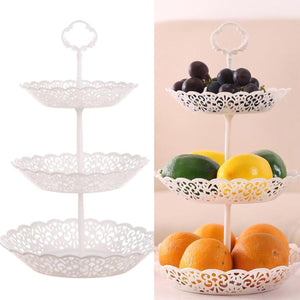 2TRIDENTS Dessert Display Stand White 3 Layer The Minimal Decorative Tray Inside Storage Space