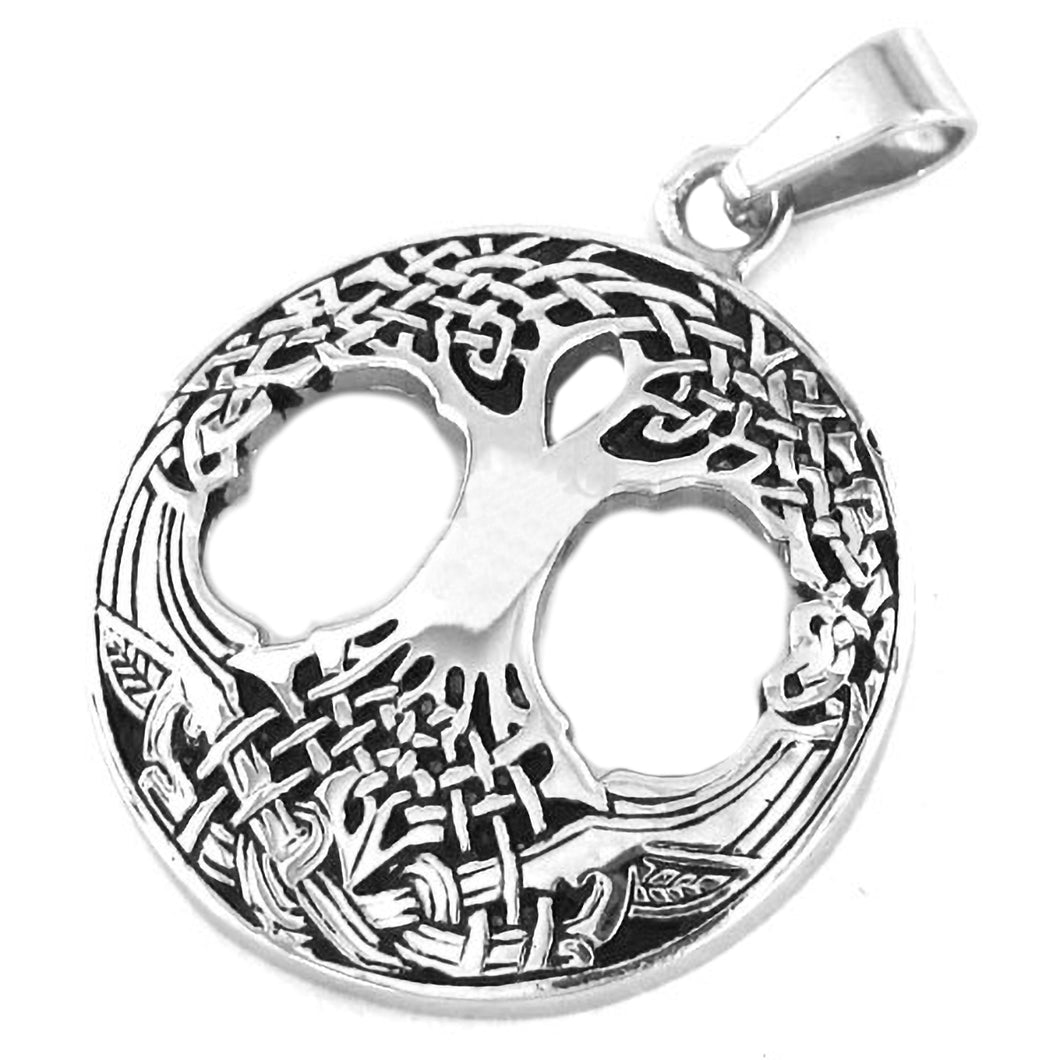 GUNGNEER Celtic Tree of Life Pendant Necklace Stainless Steel Bead Chain Jewelry for Men Women