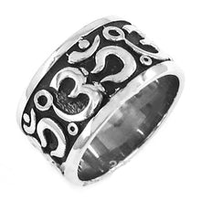 Load image into Gallery viewer, GUNGNEER Stainless Steel Buddhist Om Ring Hindu India Yoga Biker Ring Jewelry Set For Men