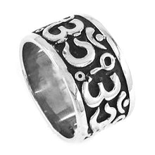 Load image into Gallery viewer, GUNGNEER Stainless Steel Buddhist Om Ring Hindu India Yoga Biker Ring Jewelry Set For Men