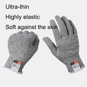 2TRIDENTS Cut Resistant Gloves Ideal for Woodworking Fish Filletting Meat Cutting Food Grade Protection (L, Black Gray)