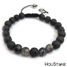 Load image into Gallery viewer, HoliStone Natural Black Lava Stone and Tiger Eye Stones Beaded Bracelet ? Anxiety Stress Relief Yoga Meditation Energy Balancing Lucky Charm Bracelet for Women and Men