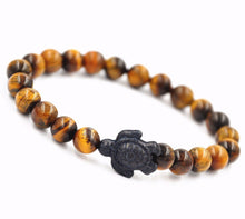 Load image into Gallery viewer, HoliStone Tiger Eye Stone Bracelet with Turtle Lucky Charm for Women and Men ? Anxiety Stress Relief Bracelet Yoga Meditation Empowering Bracelet