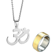 Load image into Gallery viewer, GUNGNEER Indian Yoga Om Pendant Spiritual Necklace Spinner Ring Jewelry Combo For Men Women