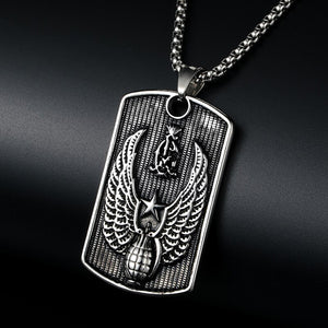 GUNGNEER US Army Logo Dog Tag Necklace Military Biker Jewelry Accessory For Men Women