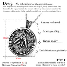 Load image into Gallery viewer, GUNGNEER Vintage Masonic Pendant Necklace Stainless Steel Freemasonry Accessories For Men