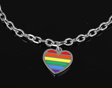 Load image into Gallery viewer, GUNGNEER Stainless Steel Rainbow Heart Bracelet Bangle LGBT Gay Jewelry For Men Women