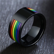 Load image into Gallery viewer, GUNGNEER LGBT Pride Bracelet Rope Chain Stainless Steel Gay Rainbow Ring Jewelry Set