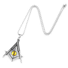 Load image into Gallery viewer, GUNGNEER The All Seeing Eye Masonic Pendant Necklace Leather Stainless Steel Accessories For Men