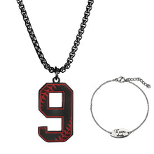 Load image into Gallery viewer, GUNGNEER Baseball Number Stainless Steel Pendant Necklace with Bracelet Sport Jewelry Set