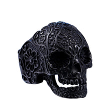 Load image into Gallery viewer, GUNGNEER Classic Garden Flower Skull Ring Biker Punk Halloween Jewelry Accessories Men Women