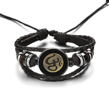 Load image into Gallery viewer, GUNGNEER Om Charm Bracelet Multilayer Leather Rope Chain Strength Jewelry For Men Women