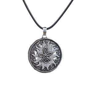 GUNGNEER Round Celtic Knot Symbol Strength Pendant Necklace Stainless Steel Jewelry Men Women