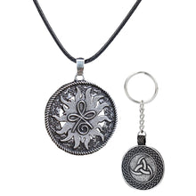 Load image into Gallery viewer, GUNGNEER Celtic Knot Symbol Strength Pendant Necklace Triquetra Key Chain Jewelry Set Men Women