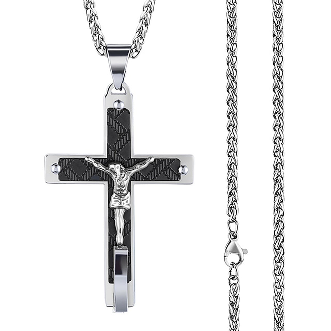 GUNGNEER Stainless Steel Cross Necklace Christian Pendant Jewelry Accessory For Men Women