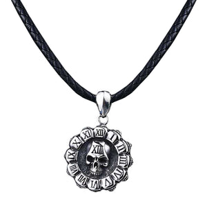 GUNGNEER Vintage Punk Rock Gothic Stainless Steel Skeleton Skull Pendant Necklace Jewelry