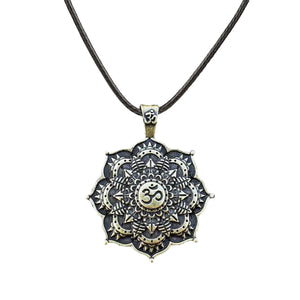 GUNGNEER Om Mandala Necklace Rope Chain Lotus Flower Jewelry Accessory For Men Women