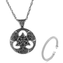 Load image into Gallery viewer, GUNGNEER Triquetra Celtic Knot Stainless Steel Necklace Opening Cuff Charm Bangles Jewelry Set