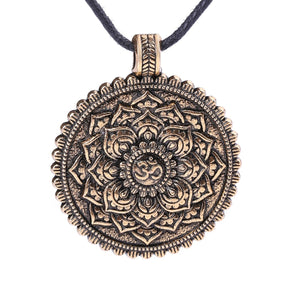 GUNGNEER Om Lotus Flower Necklace Rope Chain Sanskrit Jewelry Accessory For Men Women