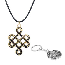 Load image into Gallery viewer, GUNGNEER Celtic Knot Irish Infinite Scandinavian Pendant Necklace Cross Key Chain Jewelry Set