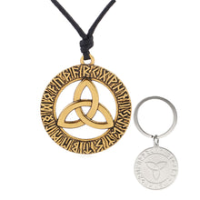 Load image into Gallery viewer, GUNGNEER Irish Viking Celtic Knot Triquetra Pendant Necklace Runes Key Chain Jewelry Set