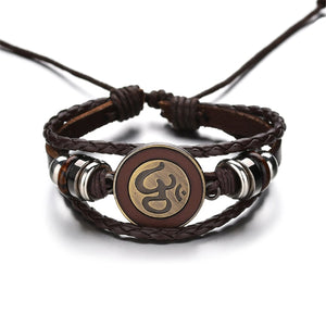 GUNGNEER Om Charm Bracelet Multilayer Leather Mandala Lotus Necklace Jewelry Set For Men Women