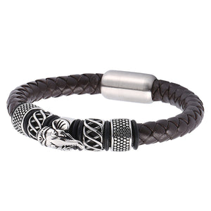 GUNGNEER Lord Ganesha Om Bracelet Leather Rope Chain Elephant Bangle Jewelry For Men Women