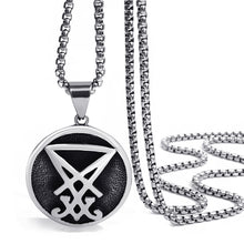 Load image into Gallery viewer, GUNGNEER Stainless Steel Sigil Of Lucifer Pendant Necklace Biker Jewelry Accessory For Men