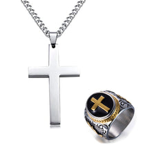 Load image into Gallery viewer, GUNGNEER Knights Templar Cross Stainless Steel Pendant Necklace with Ring Jewelry Set