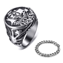 Load image into Gallery viewer, GUNGNEER Viking Ship Knights Templar Cross Ring with Bracelet Stainless Steel Jewelry Set