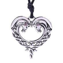 Load image into Gallery viewer, ENXICO Celtic Knot Horse Couple Heart Shape Amulet Pendant Necklace ? Silver Color ? Irish Celtic Jewelry