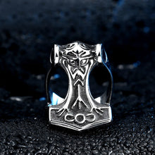 Load image into Gallery viewer, ENXICO Thor&#39;s Hammer Mjolnir Ring ? 316L Stainless Steel ? Norse Scandinavian Viking Jewelry (10)