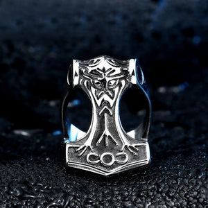 ENXICO Thor's Hammer Mjolnir Ring ? 316L Stainless Steel ? Norse Scandinavian Viking Jewelry (10)