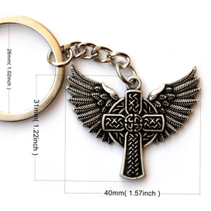 GUNGNEER Celtic Trinity Knot Owl Amulet Pendant Necklace Cross Wings Key Chain Jewelry Set