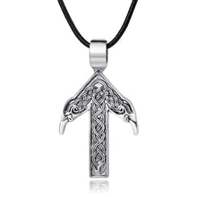 Load image into Gallery viewer, ENXICO Tiwaz Tyr Rune Pendant Necklace with Celtic Knot and Raven Head Pattern ? Nordic Scandinavian Viking Jewelry