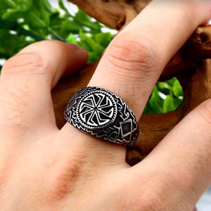 ENXICO The Kolowrat Slavic Sun Wheel Ring ? 316L Stainless Steel ? Ancient Slavic Jewelry